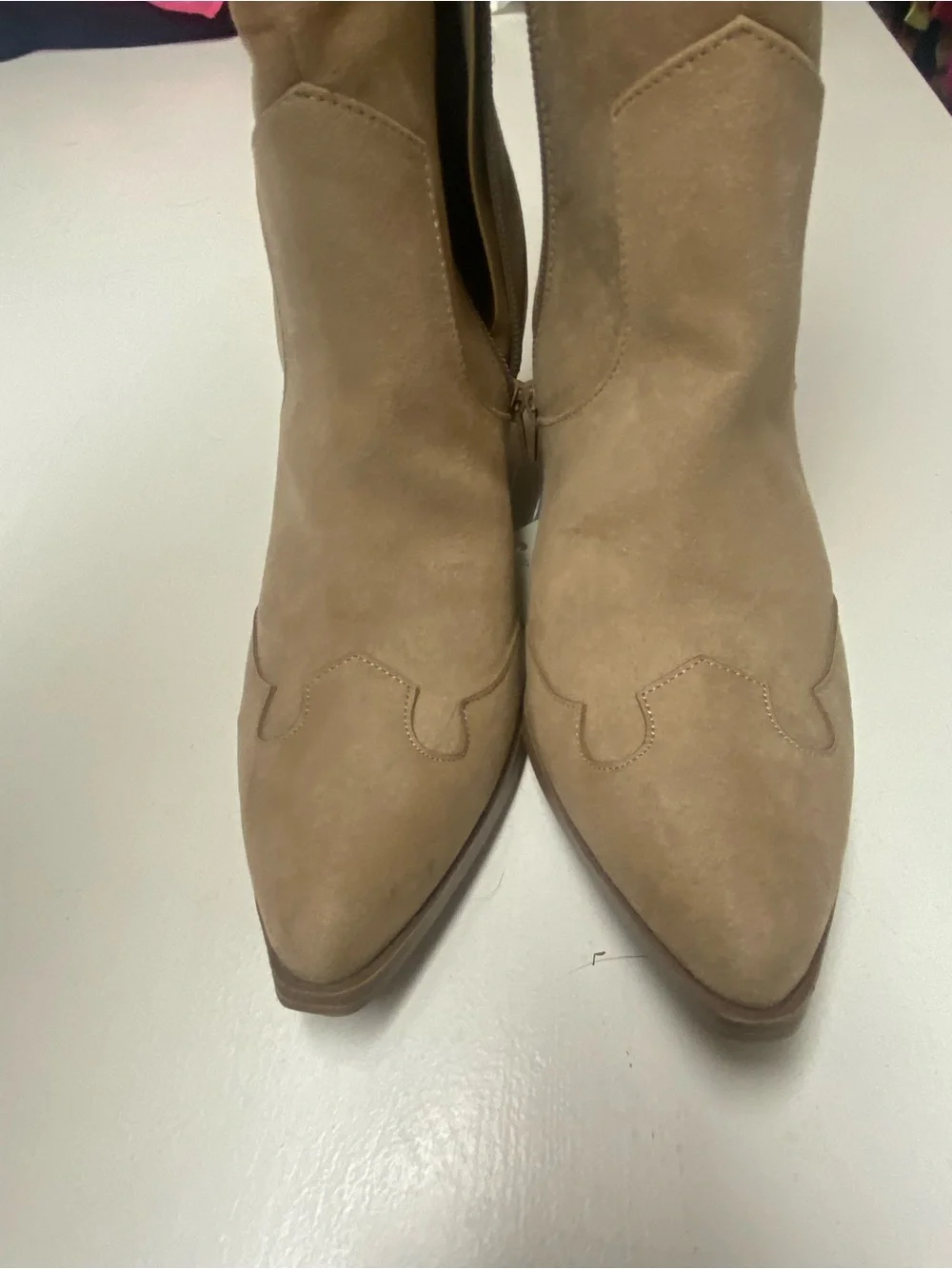 No Boundaries Tan Over-the-Knee Suede Boots with Stud Embellishment